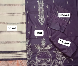 Unstitched DHANAK 3PC FULL EMBROIDERED