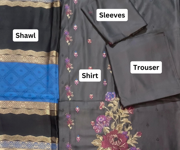 Unstitched DHANAK 3PC FULL EMBROIDERED