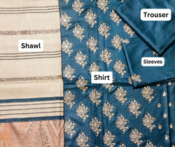 DHANAK 3PC EMBROIDERED SHIRT WITH WOOL SHWAL  & TROUSER