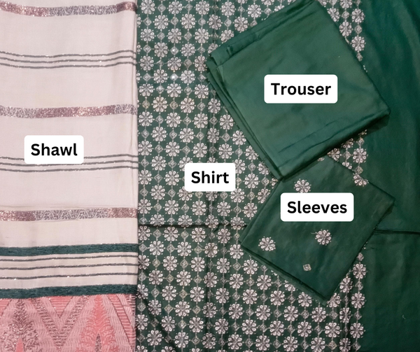 Unstitched DHANAK 3PC FULL EMBROIDERED