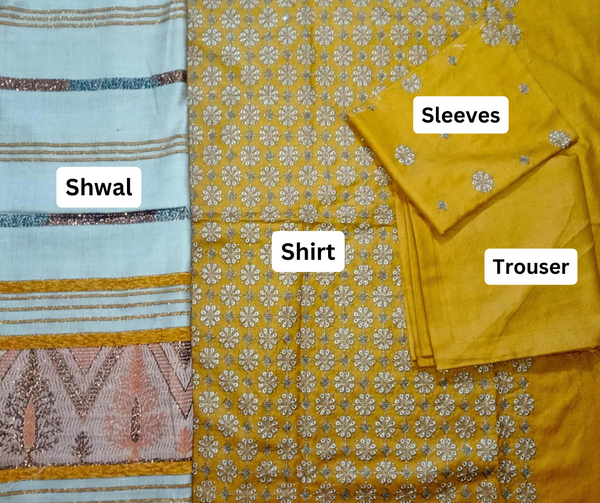 Unstitched DHANAK 3PC FULL EMBROIDERED