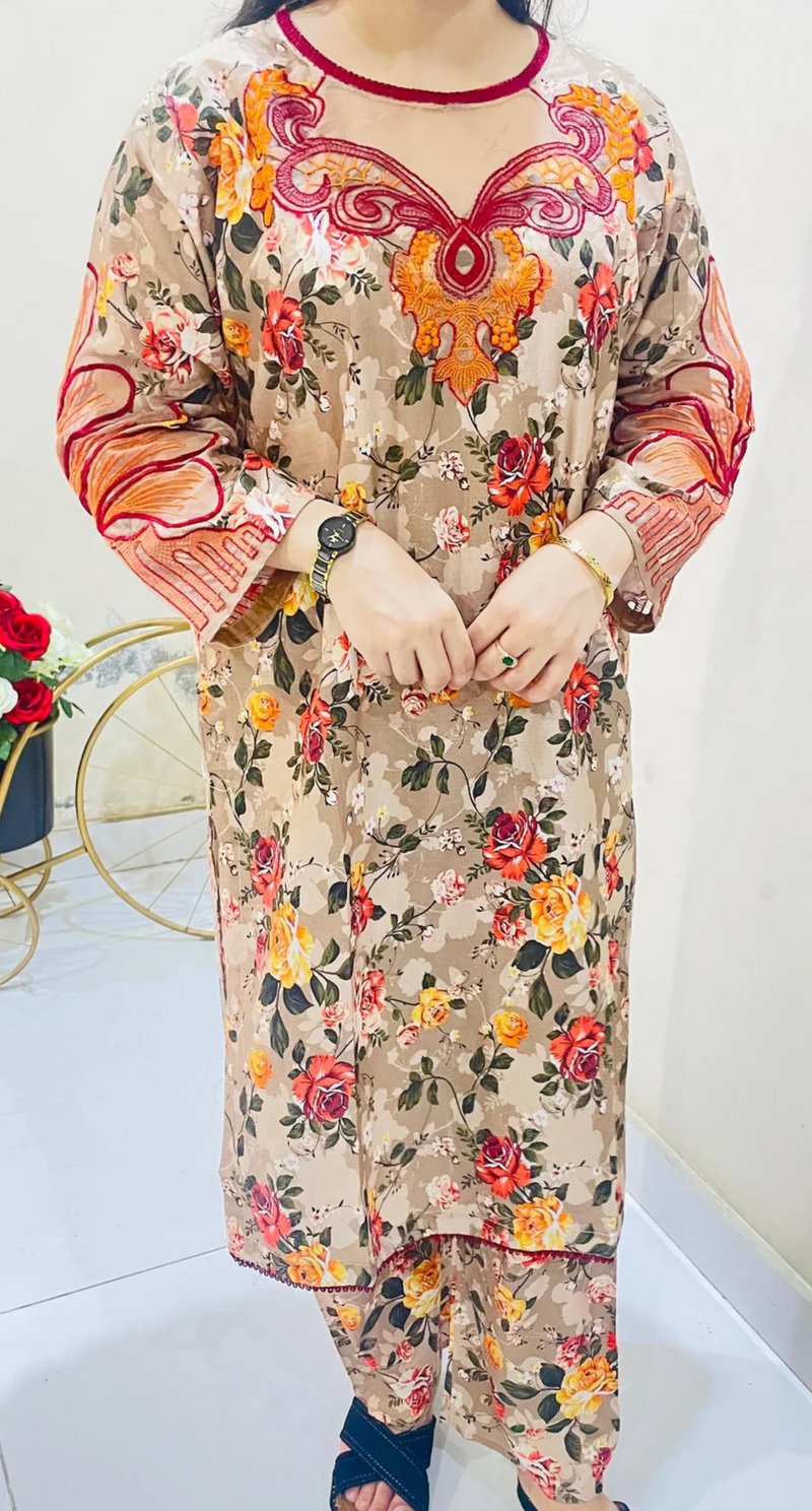 2-Piece Printed summer Lawn Suit