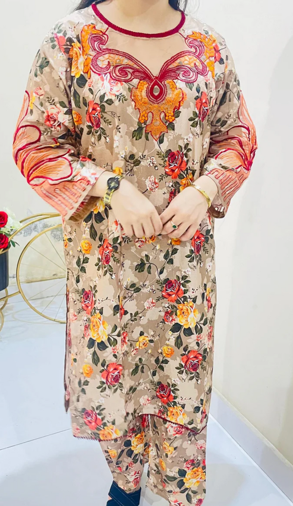 2-Piece Printed summer Lawn Suit