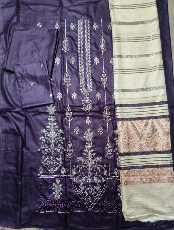 Unstitched DHANAK 3PC EMBROIDERED