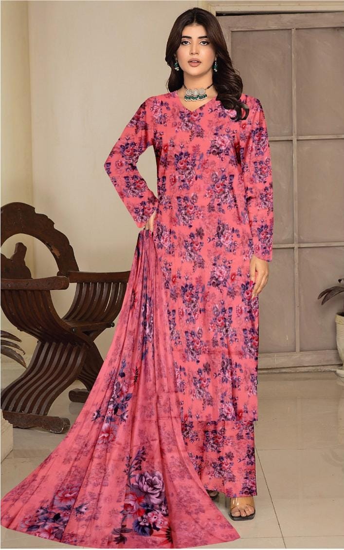 UNSTICHED 3PC PRINTED LAWN DRESS