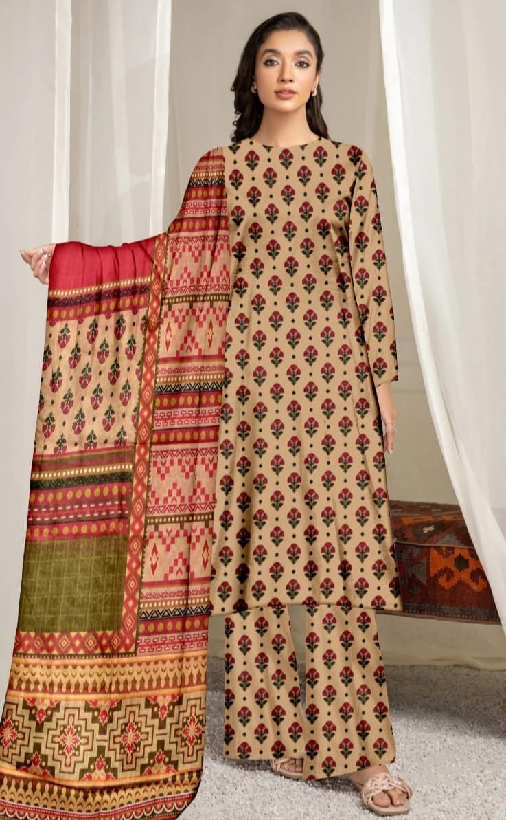 UNSTICHED 3PC PRINTED LAWN DRESS