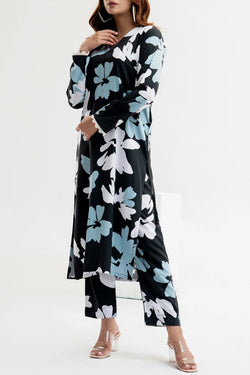 Stitched 2 piece printed shirt and printed trouser