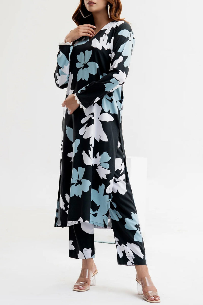 Stitched 2 piece printed shirt and printed trouser