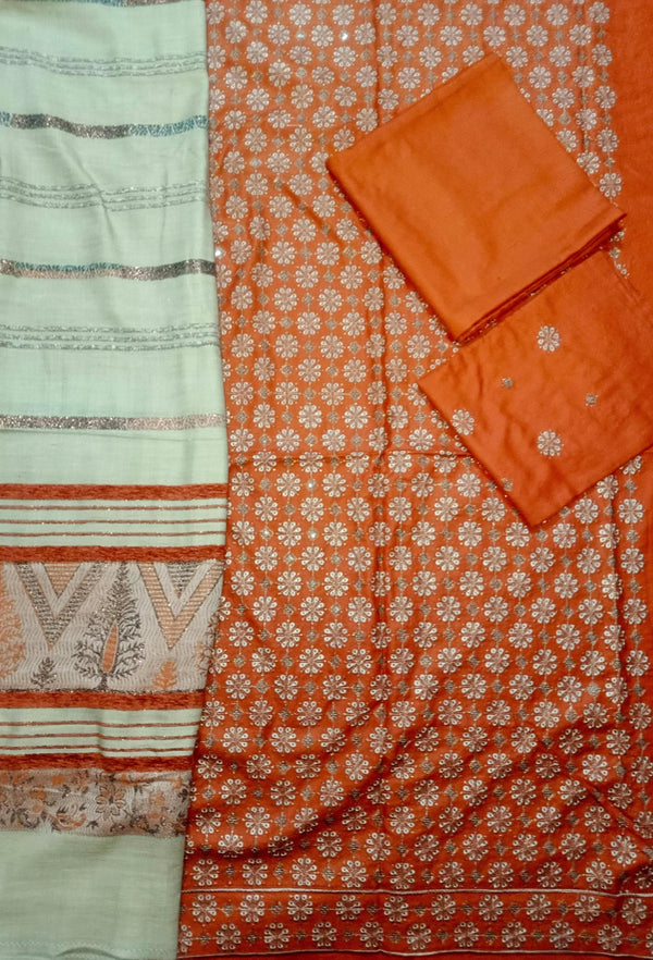Unstitched DHANAK 3PC FULL EMBROIDERED