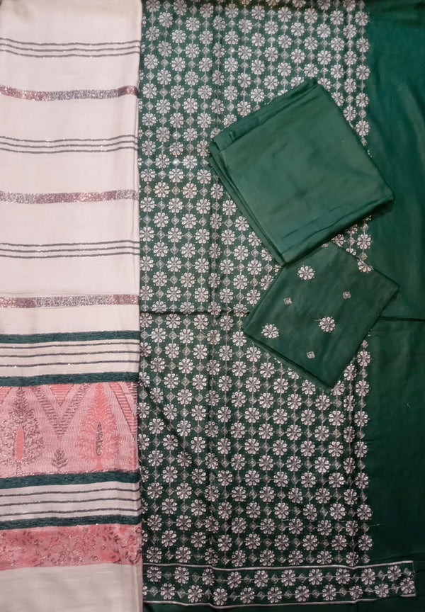 Unstitched DHANAK 3PC FULL EMBROIDERED
