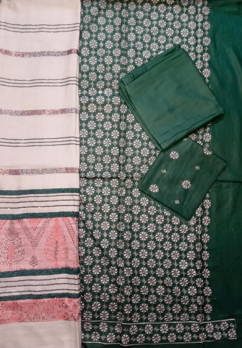 Unstitched DHANAK 3PC FULL EMBROIDERED