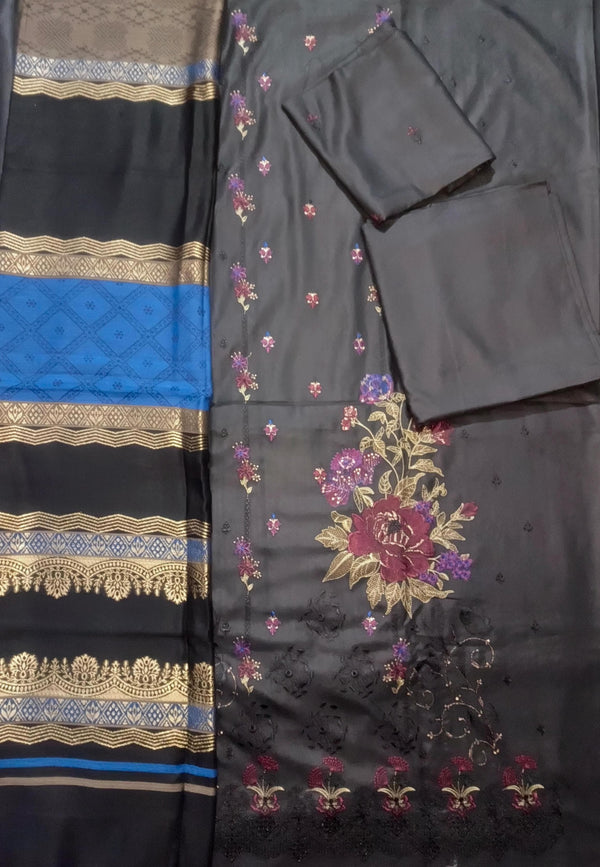 Unstitched DHANAK 3PC FULL EMBROIDERED