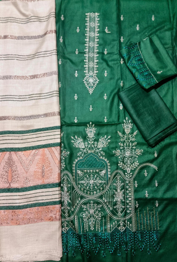 Unstitched DHANAK 3PC FULL EMBROIDERED