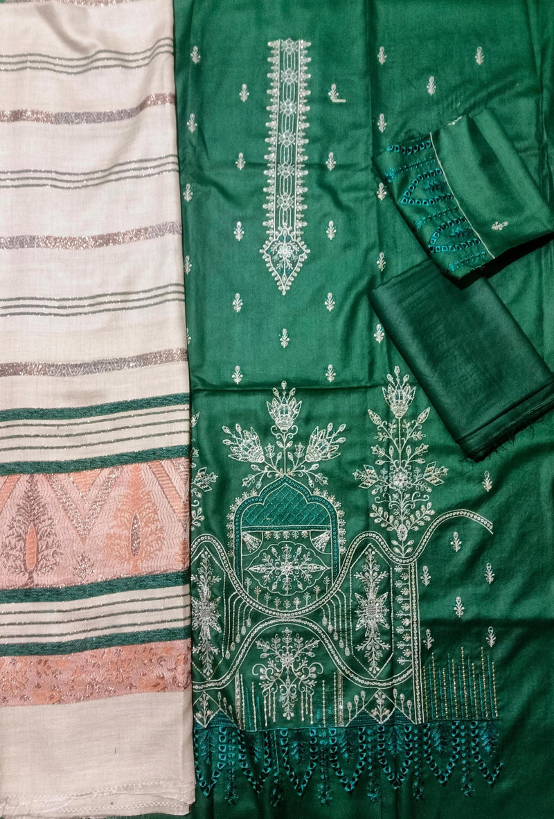 Unstitched DHANAK 3PC FULL EMBROIDERED