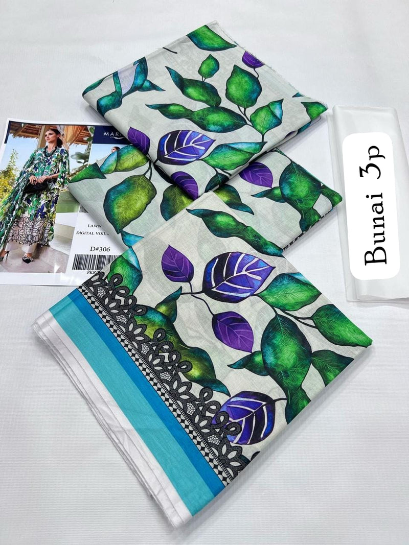 UNSTICHED 3PC PRINTED LAWN DRESS