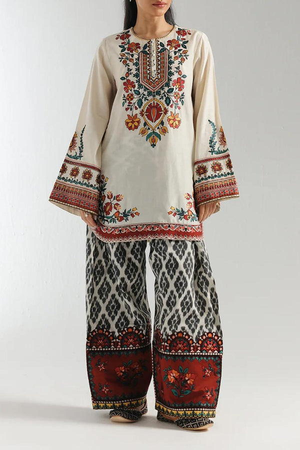 Stitched ladies 2 pc printed suit