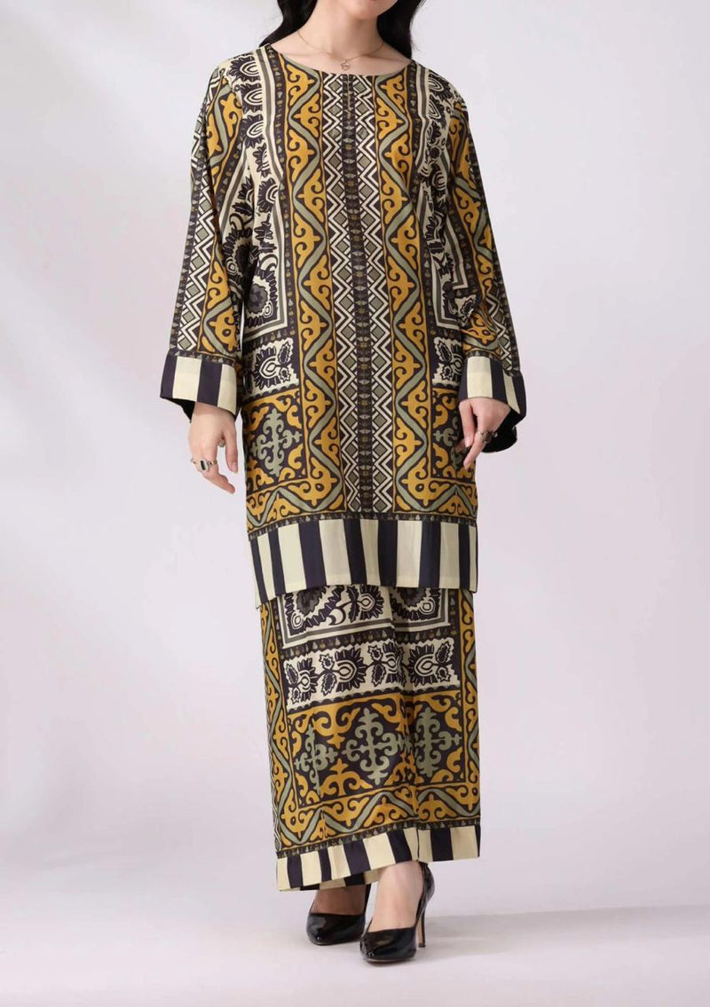 Stitched 2 piece printed shirt and printed trouser