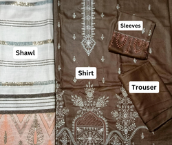 Unstitched DHANAK 3PC FULL EMBROIDERED